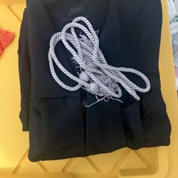 Black Graduation Gown With Silver Honor Cord