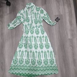 Green And White Dress