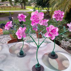Freshly painted metal art flowers great Christmas gifts