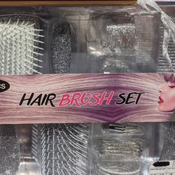 New 17pc Glitter Hair Brush Set Nib