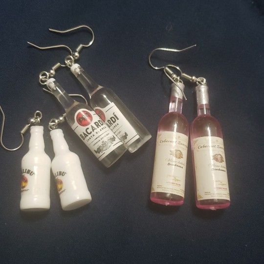 Wine And Liquor Bottle Earrings