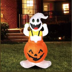 Inflatable Ghost On A Pumpkin 4FT