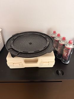 NEW-PINK! Dr. HOWS Twinkle Portable Gas Stove + Grill Pan & Butane Gas Set