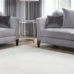 Brand New Super Plush Grey Sofa & Loveseat (Pillows Included)