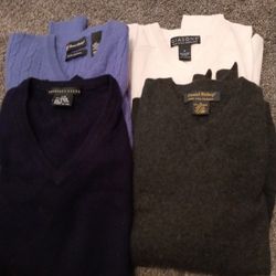 Four Men's 100 % Cashmere Sweaters 3 Med / 1 Large