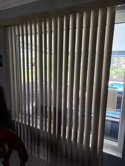 Vertical blinds 5’ wide,floor length, tan