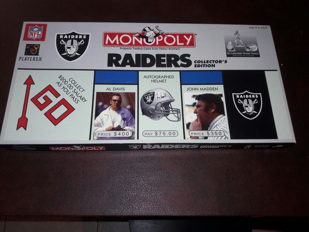 Rare Limited Edition Oakland Raiders Monopoly Board Game Al Davis John Madden