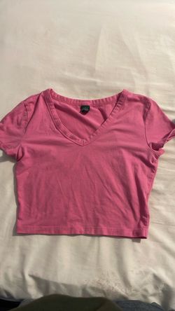 Pink V-Neck Crop Top