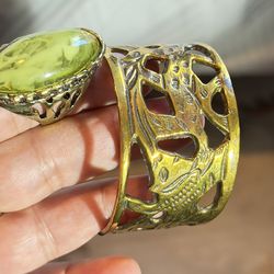 Set Of Vintage Bronze Cuff And Ring Both Are Uniquely Designed