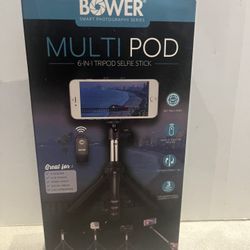 BOWER multi Pod 6-in-1 tripod Selfie Stick and Bluetooth remote -New Desktop tripod 