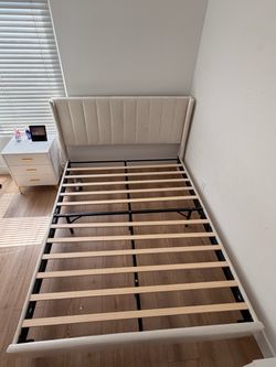 BRAND NEW QueenUpholstered Bed Frame with Wingback Headboard