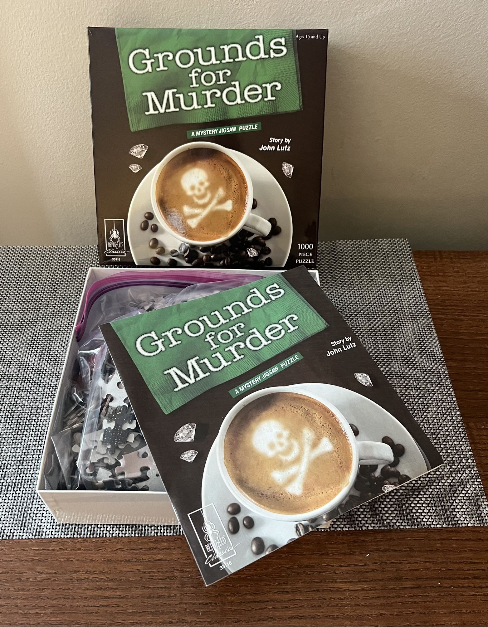 “Grounds for Murder” 1,000 Piece Mystery Jigsaw Puzzle