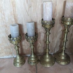 Antique Brass Candle Holders