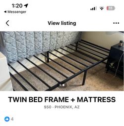 TWIN BED FRAME AND MATRESS
