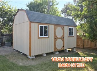 10x20 barn double loft shed / storage shell with stained cedar trim