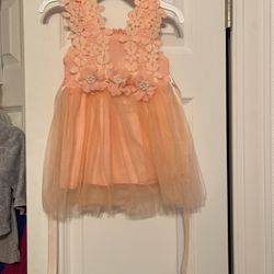 Girls Peach Colored Dress Size 9/12 Mis NWT