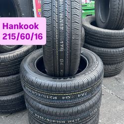 Set of four used tires almost new 215/60/16 Hankook