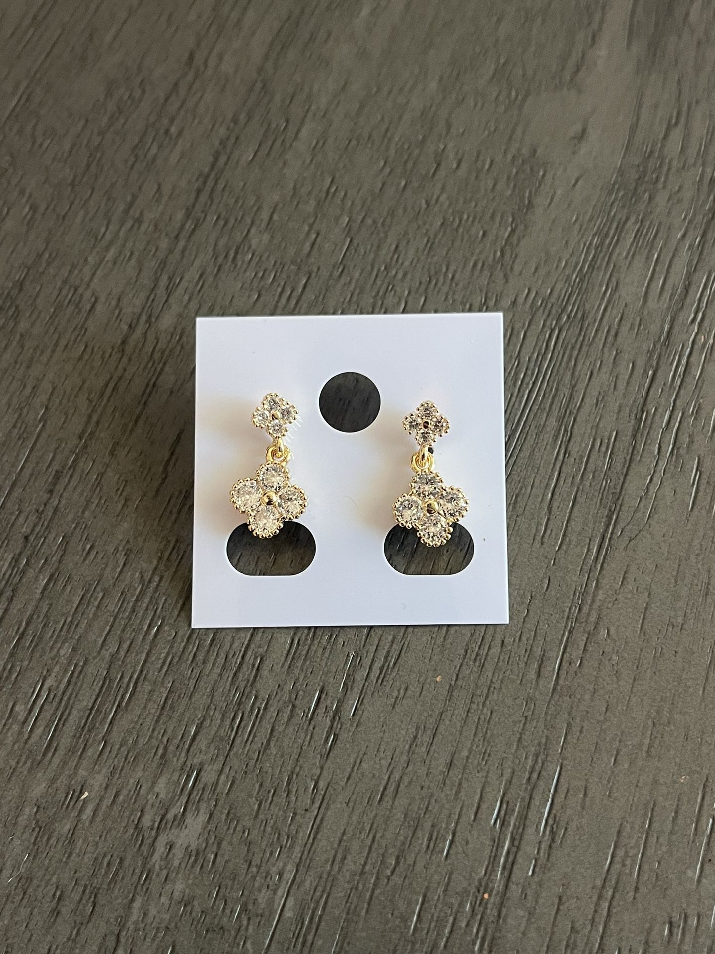 Double Crystal Dangle Clover Earrings