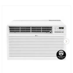 LG 9,800 BTU 230V Through-the-Wall Air Conditioner Cools 440 Sq. Ft. with Remote, Dehumidifier and in White