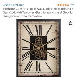 Glitzhome Vintage Gear Clock 