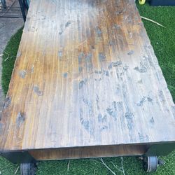 Rolling Wood Table 