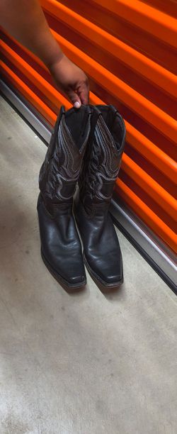 Los Altos Genuine Leather Black Western Cowboy Boots - Classic Embroidered Sz12
