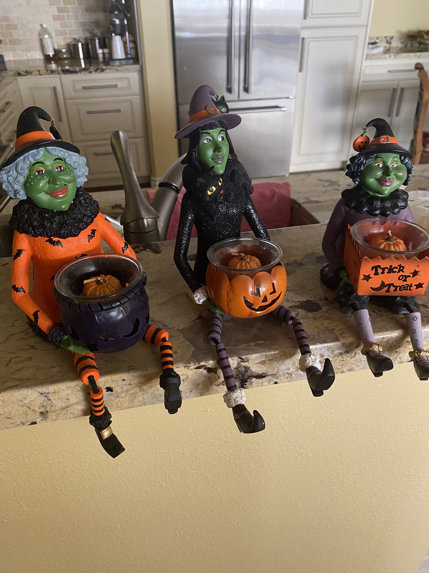 Halloween Figurines/set Of 3 Candle Holders