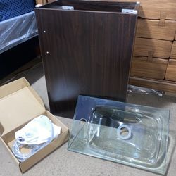 Modern ELECWISH Small Bathroom Vanity Set - Dark Cabinet, Glass Basin, Excellent Value