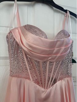 Baby pink crystal satin dress