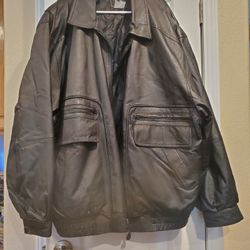 Black Leather KS Bomber Jacket