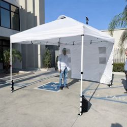 New In Box 10x10 Feet EZ Pop Up Canopy Gazebo Camping Beach Market Tent With Wall Sand Bag White Or Khaki 