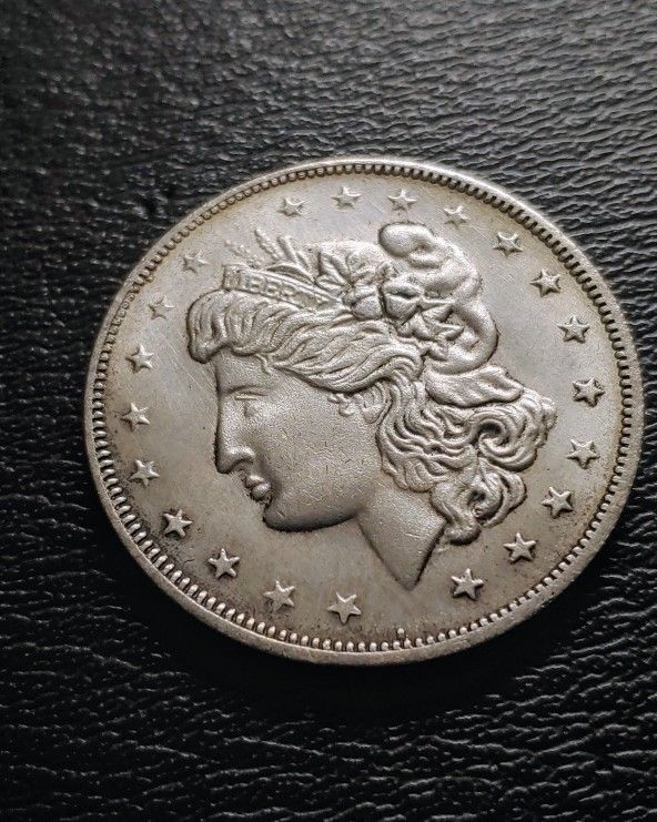 GREAT NOVELTY US MORGAN 23.2 GRAMS SILVER PLATED 21TH, STAR'S ONE DOLLAR