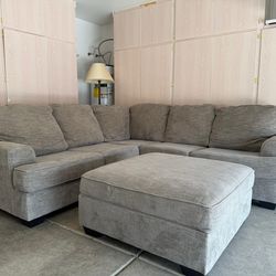 Gray sectional + ottoman- free delivery