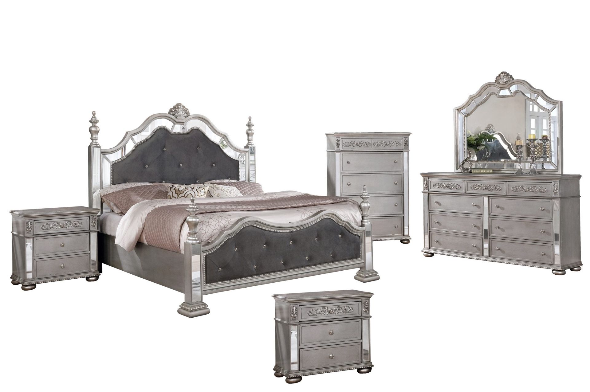 6 PIECE CAL KING SIZE BEDROOM SET JUEGO DE RECAMARA