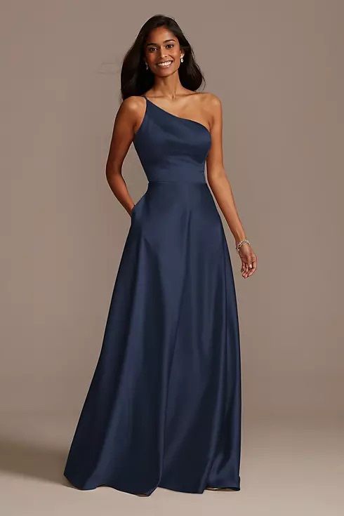 NWT Blue Satin A-line Bridesmaid Dress
