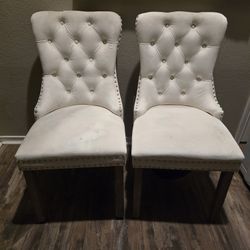 2 White Dining Chairs 