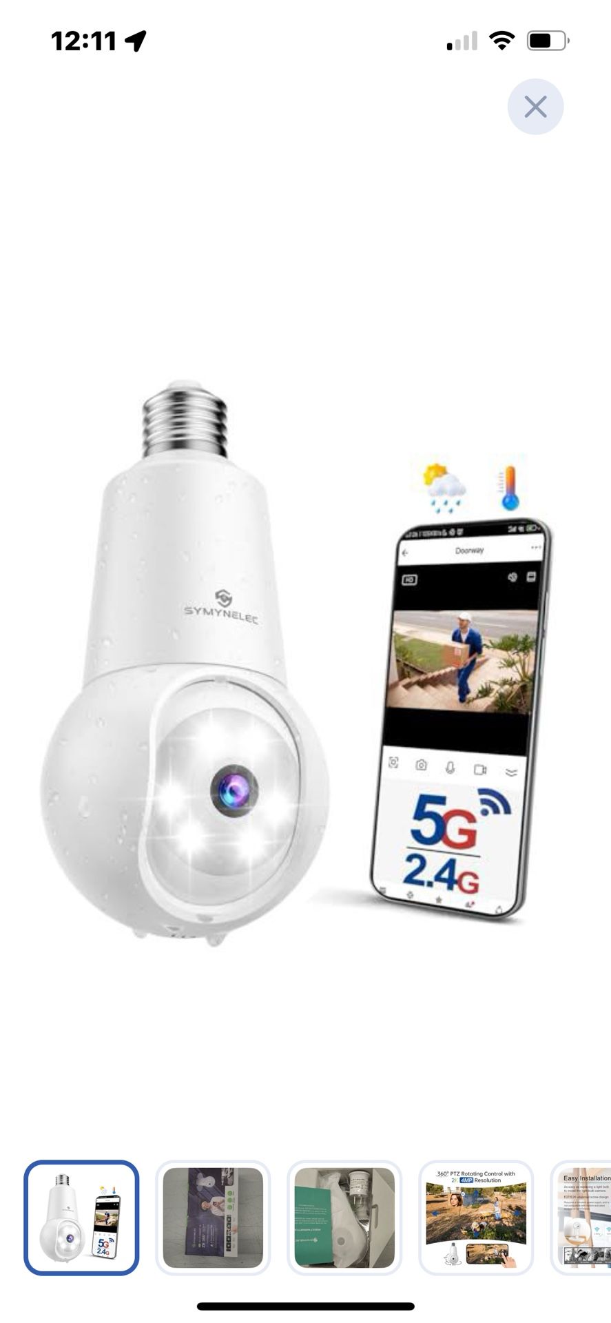 “New”lightbulb Socket Security Camera 5G Wi Fi,outdoor,wireless,waterproof,night Vision, Motion Detection (retail$39)