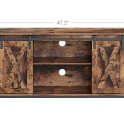 TV Stand with Adjustable Storage Shelves, Entertainment Center for 50 inch tv, TV Console with Sliding Barn Doors, TV Cabinet, Industrial Design, Rust