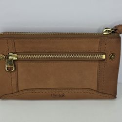 The Sak Collective Brown Leather Bifold Zipper Organizer Card Bills Coins Wallet
