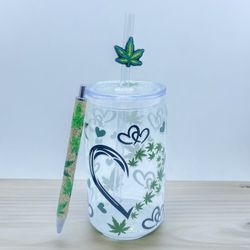 Heart Leaf Plastic cup & With Pen Set 