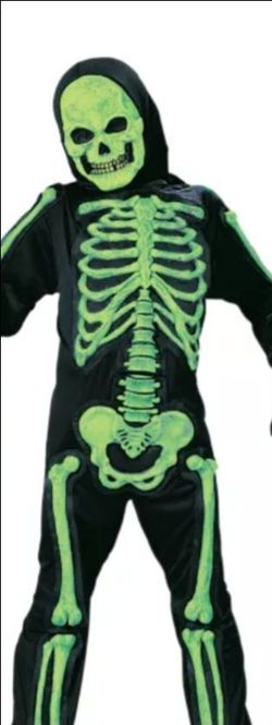 Kids Glow in the Dark Skelebones 2 Piece Costume size kids 10-12