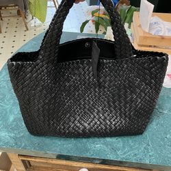 FALOR Firenze Hand Woven Leather Made in Italy XL Tote Handbag CottageCore