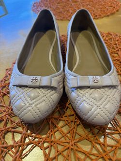 Tory Burch Marion Quilted Leather Ballet Flat Size 6.5 SEASHELL PINK NIB
