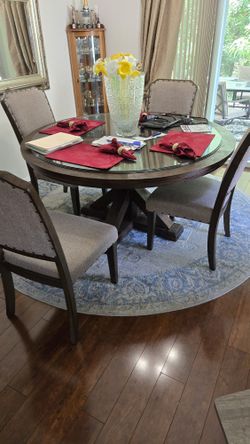 Round wood dining room table