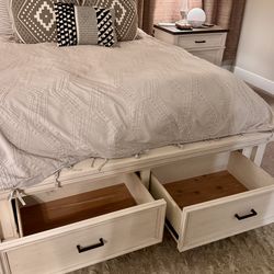 Queen Bed Frame With Storage Drawers & USB Ports