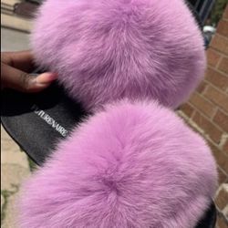 Purple Love Real Fur Custom Slides Sizes 7.5,8,8.5 Only Message True Size & Order