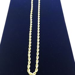 10 K DIAMOND CUT HOLLOW ROPE CHAIN 24 inches 7 MM 18.84 Grams