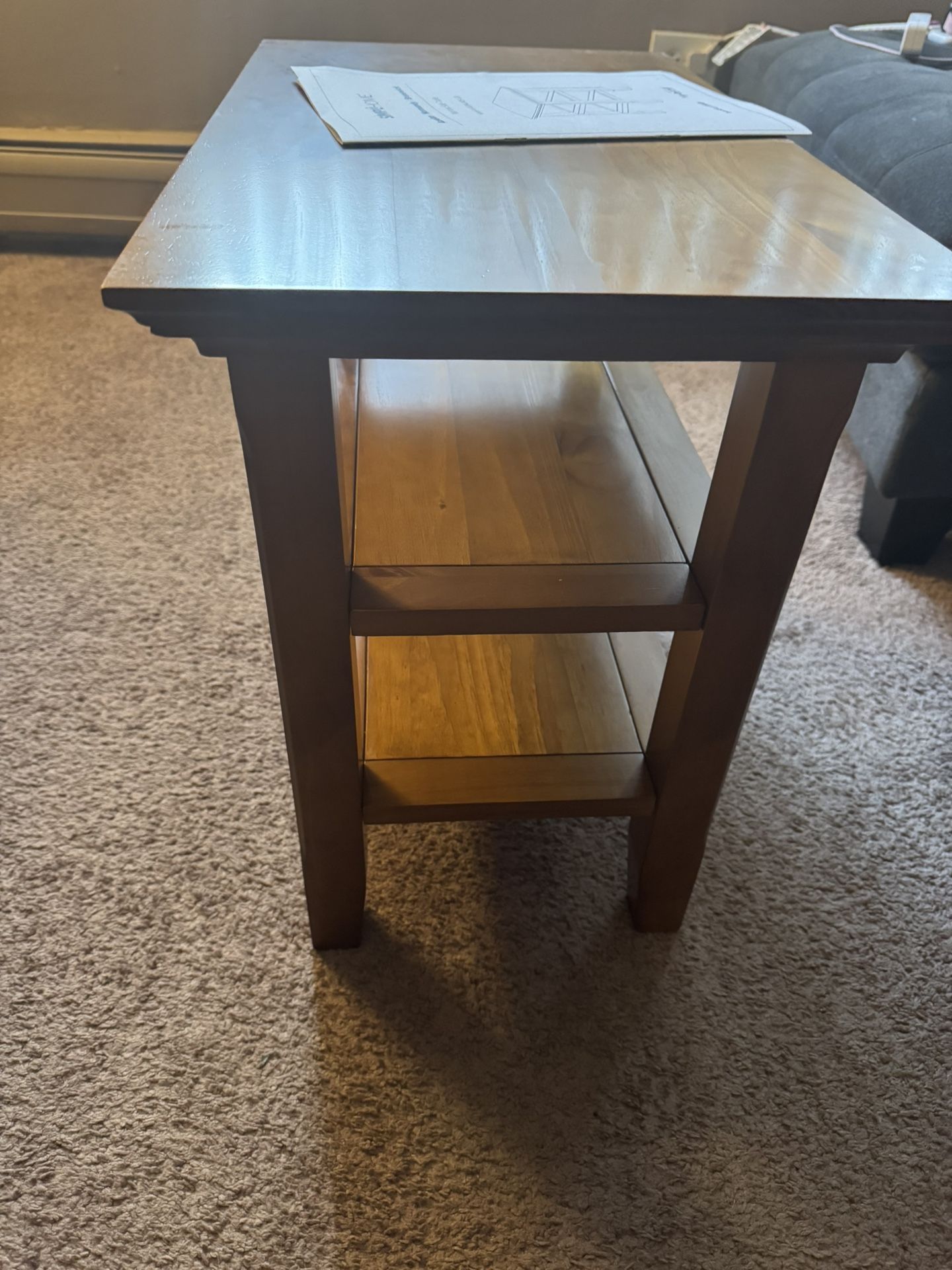 NEW SIMPLIHOME Acadian Solid Wood 14-inch Wide Narrow End Side Table, Light Golden Brown