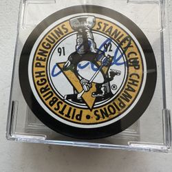 MARIO LEMIEUX SIGNED PITTSBURGH PENGUINS AUTOGRAPHED PUCK IN CASE W/COA XL 841