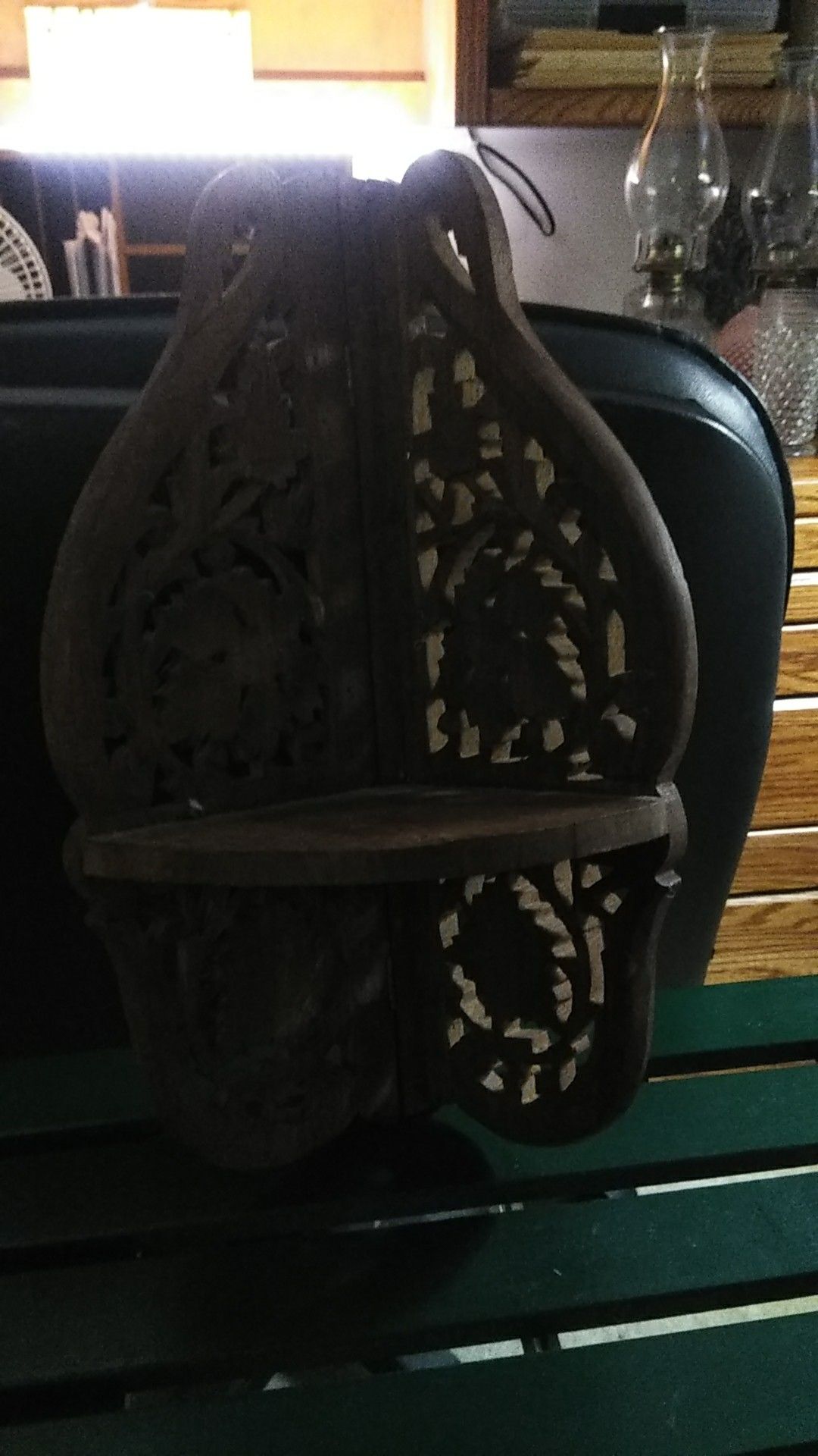 Hand crafted corner shelf